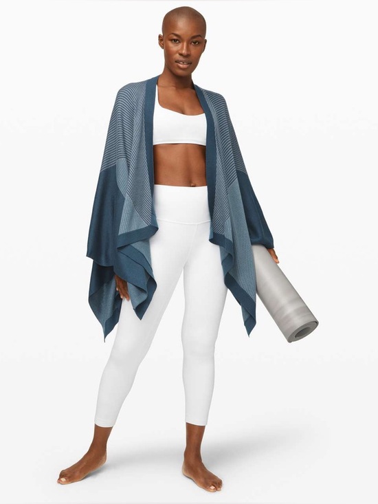 lululemon athletica Sweaters - Lululemon Here For Serenity Cashmere Blend Wrap Blue Cozy Luxe Shall Cardigan OS